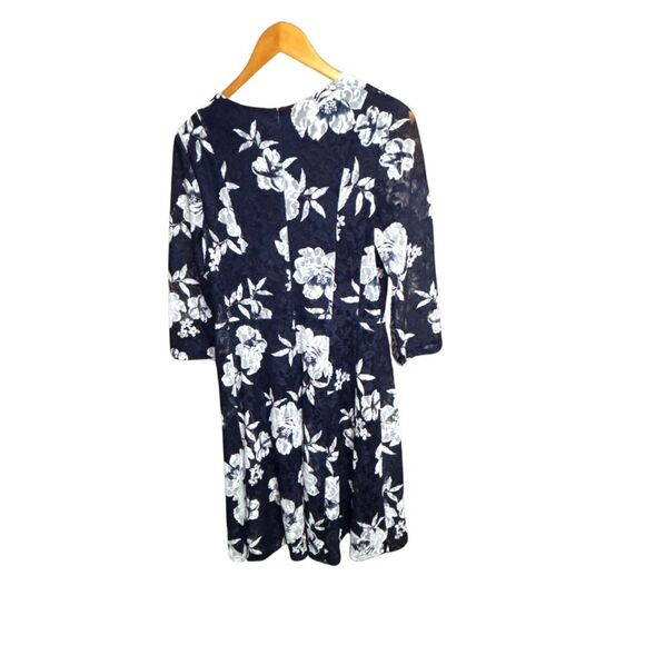 Jessica Howard Floral Dress, Women's Size 10, Navy Blue, Fit & Flare - Picture 3 of 9